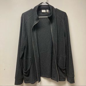 Chico’s Weekends Dark Charcoal Gray Lightweight Zippered Jacket Size 2/Large
